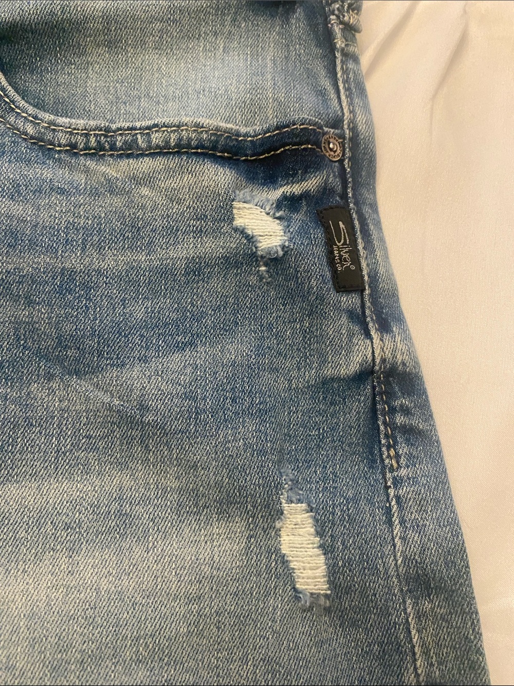 Silver Denim Distressed Jean Shorts - Picture 2 of 7